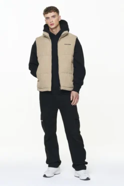 PEGADOR BARDON CORD PUFFER VEST SAND