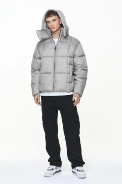 PEGADOR MARRERO PATCHWORK PUFFER JACKE BLACK ASH GREY