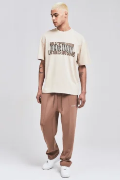 PEGADOR LOGO WIDE TRACK PANTS MUSHROOM